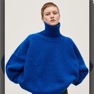 Babaa one size fits all Women's Blue Turtleneck Sweater